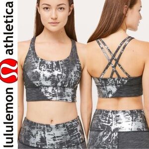 Lululemon Energy Bra Crinkle Heather Brindle High Shine Foil